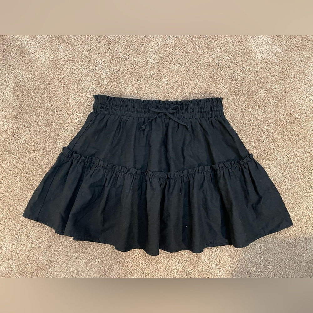 Ci Sono Black Tiered Ruffle Mini Skirt